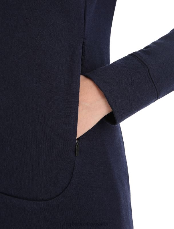 Icebreaker mujer sudadera con capucha y cremallera de manga larga merino quantum iii 0V2J0698 ropa azul marino de medianoche