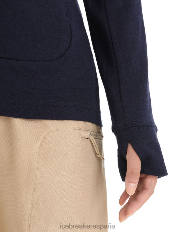 Icebreaker mujer sudadera con capucha y cremallera de manga larga merino quantum iii 0V2J0698 ropa azul marino de medianoche