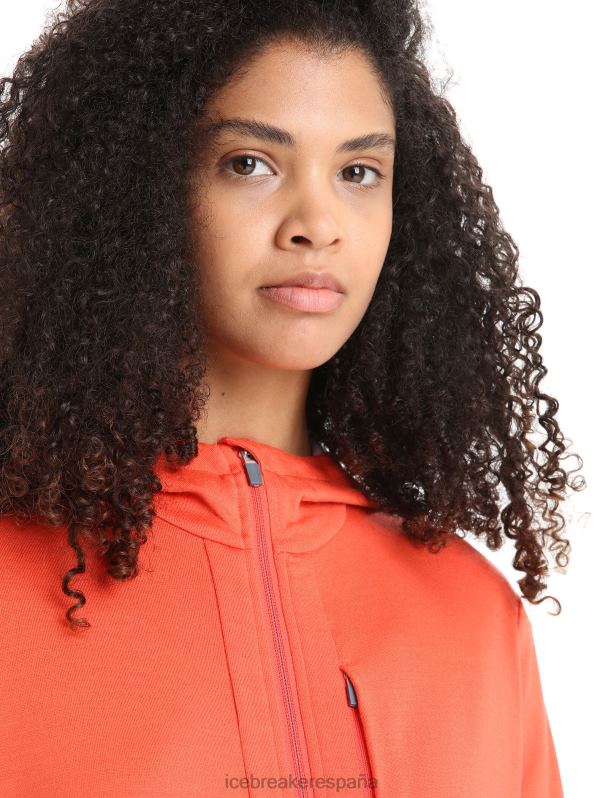 Icebreaker mujer sudadera con capucha y cremallera de manga larga merino quantum iii 0V2J0700 ropa mirada vibrante tierra/púrpura