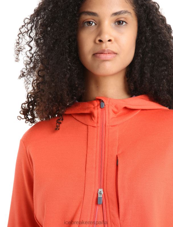 Icebreaker mujer sudadera con capucha y cremallera de manga larga merino quantum iii 0V2J0700 ropa mirada vibrante tierra/púrpura