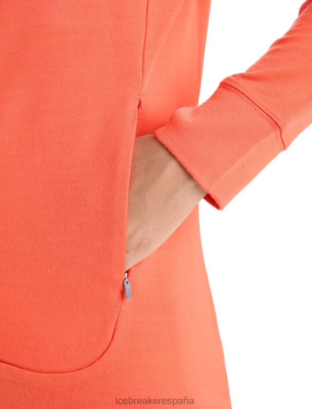 Icebreaker mujer sudadera con capucha y cremallera de manga larga merino quantum iii 0V2J0700 ropa mirada vibrante tierra/púrpura