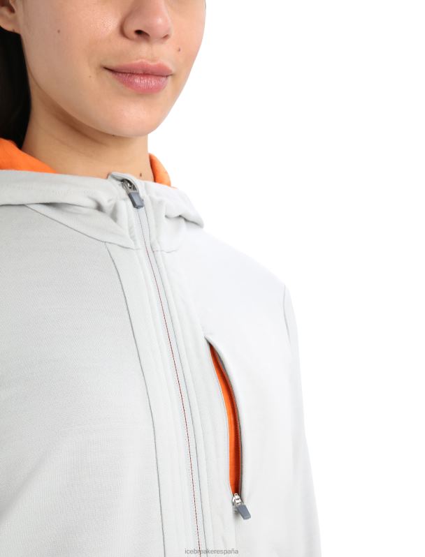 Icebreaker mujer sudadera con capucha y cremallera de manga larga merino quantum iii 0V2J0897 ropa éter/flash