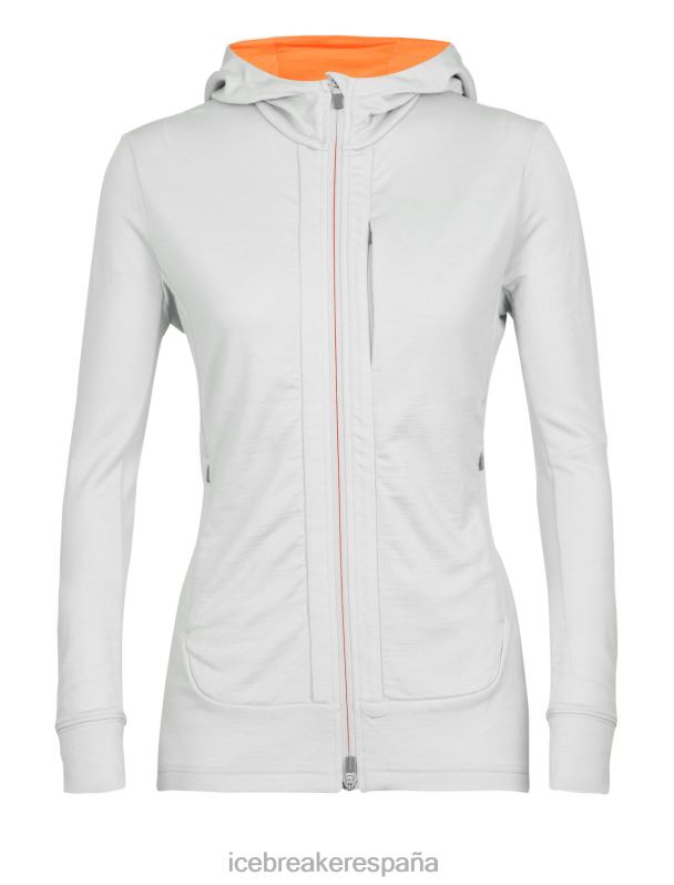Icebreaker mujer sudadera con capucha y cremallera de manga larga merino quantum iii 0V2J0897 ropa éter/flash