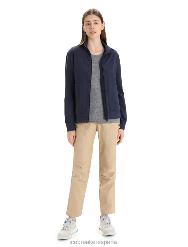 Icebreaker mujer sudadera merino central classic de manga larga con cremallera 0V2J0710 ropa azul marino de medianoche