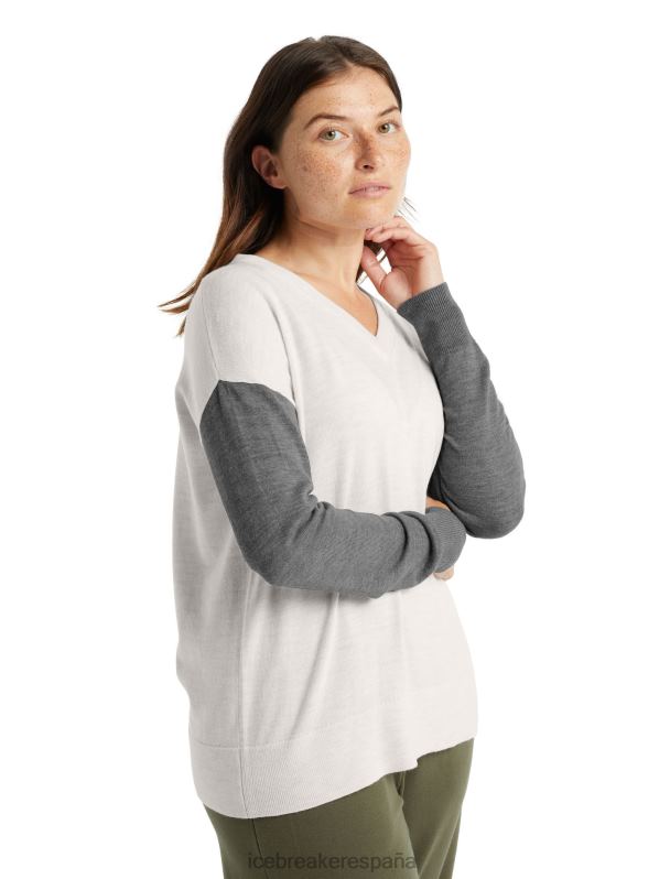 Icebreaker mujer suéter de merino con cuello en v 0V2J0875 ropa brezo crudo/brezo arenisca