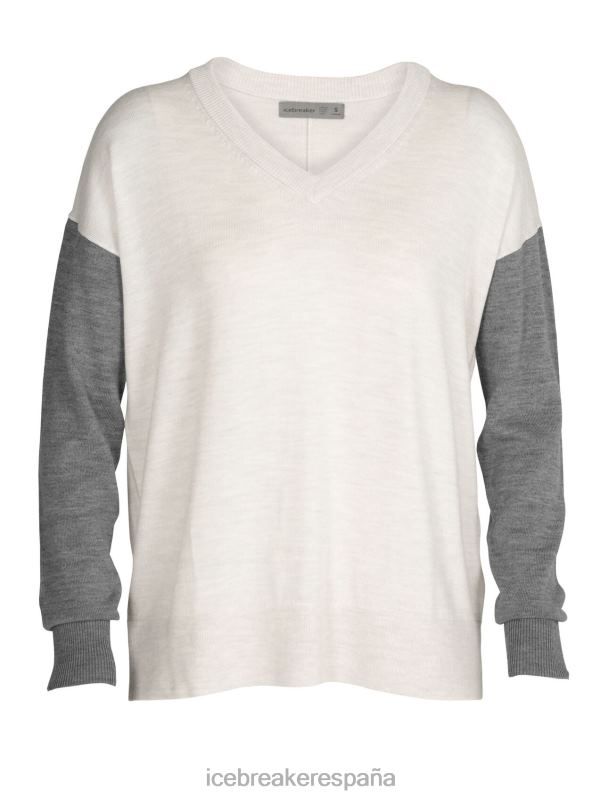 Icebreaker mujer suéter de merino con cuello en v 0V2J0875 ropa brezo crudo/brezo arenisca