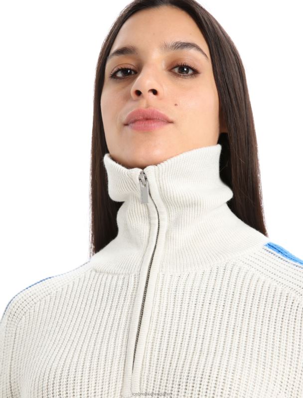 Icebreaker mujer suéter merino lodge de manga larga con media cremallera 0V2J0838 ropa crudo brezo/lazurita