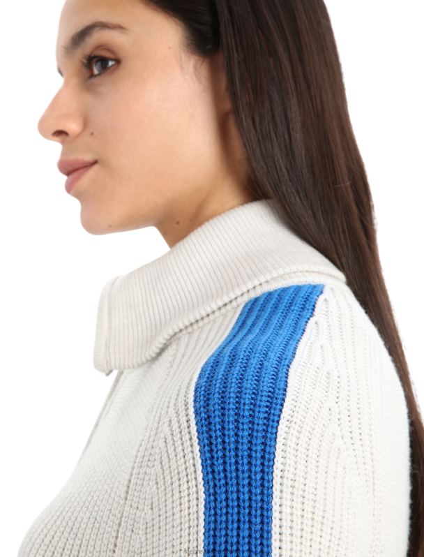 Icebreaker mujer suéter merino lodge de manga larga con media cremallera 0V2J0838 ropa crudo brezo/lazurita