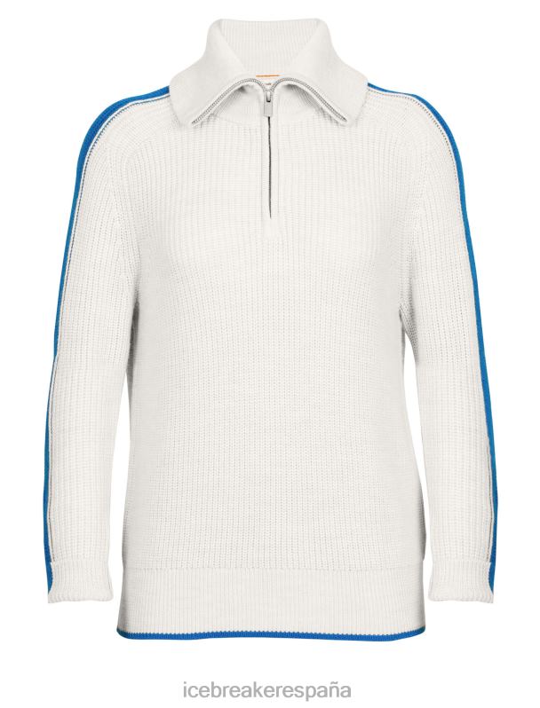 Icebreaker mujer suéter merino lodge de manga larga con media cremallera 0V2J0838 ropa crudo brezo/lazurita