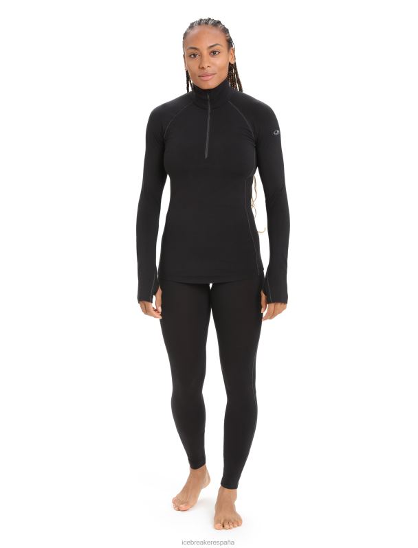 Icebreaker mujer Bodyfitzone Merino 200 Zone camiseta térmica de manga larga con media cremallera 0V2J0805 ropa negro