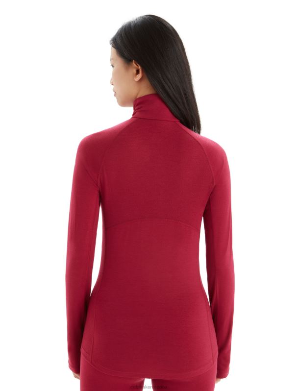 Icebreaker mujer Bodyfitzone Merino 200 Zone camiseta térmica de manga larga con media cremallera 0V2J0806 ropa cereza
