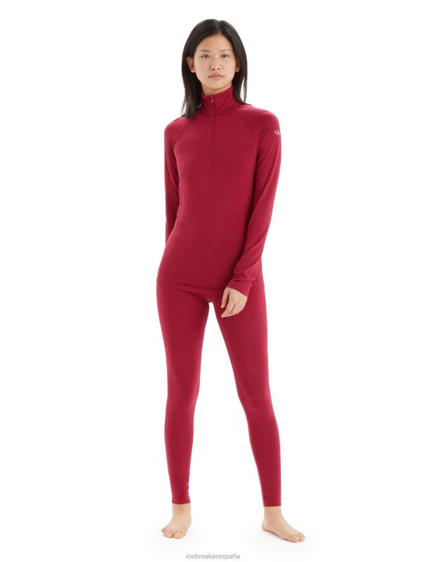 Icebreaker mujer Bodyfitzone Merino 200 Zone camiseta térmica de manga larga con media cremallera 0V2J0806 ropa cereza
