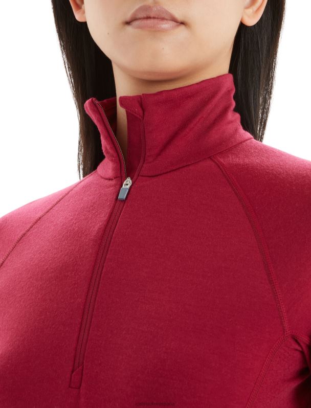 Icebreaker mujer Bodyfitzone Merino 200 Zone camiseta térmica de manga larga con media cremallera 0V2J0806 ropa cereza