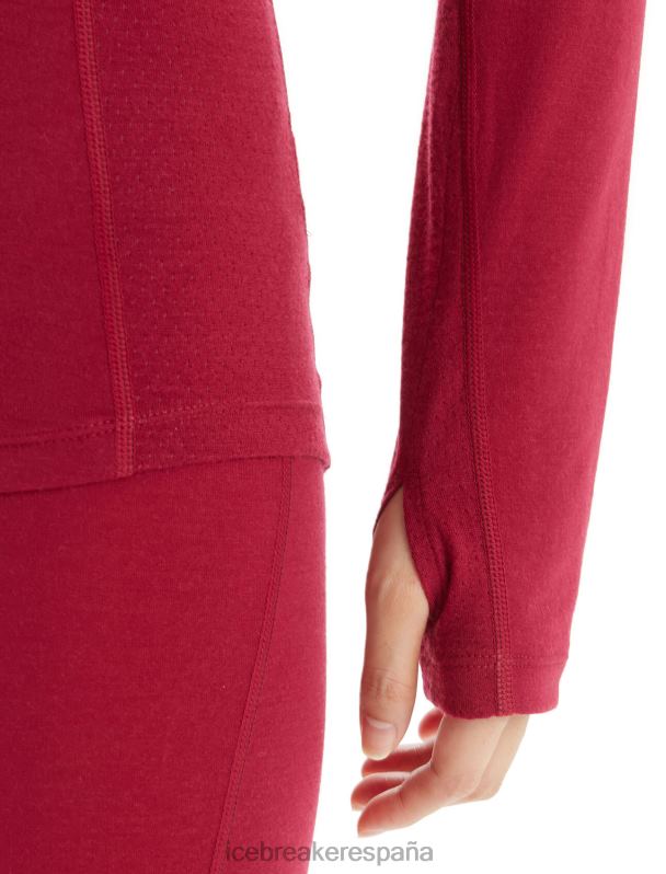 Icebreaker mujer Bodyfitzone Merino 200 Zone camiseta térmica de manga larga con media cremallera 0V2J0806 ropa cereza