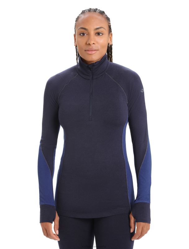 Icebreaker mujer Bodyfitzone Merino 260 Zone camiseta térmica de manga larga y media cremallera 0V2J0846 ropa azul marino medianoche/azul marino real