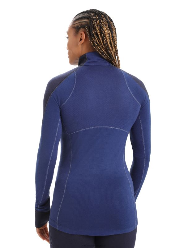 Icebreaker mujer Bodyfitzone Merino 260 Zone camiseta térmica de manga larga y media cremallera 0V2J0846 ropa azul marino medianoche/azul marino real