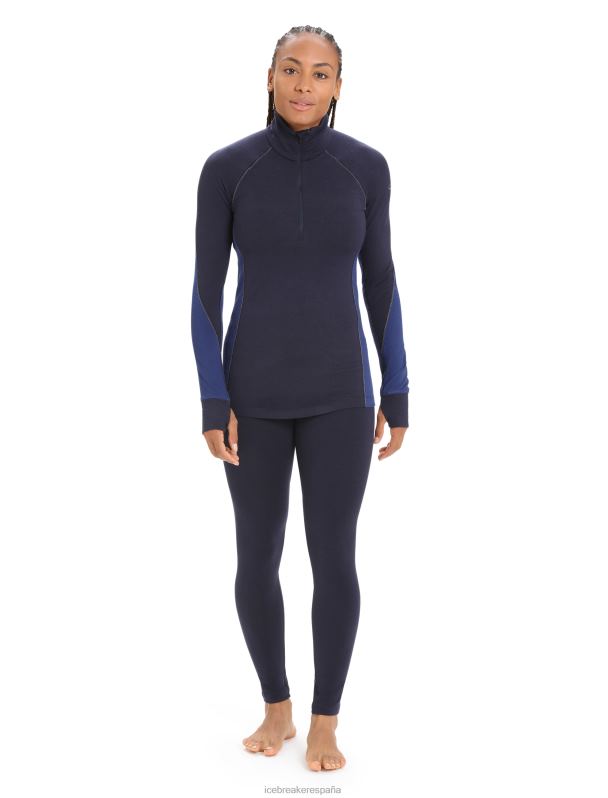 Icebreaker mujer Bodyfitzone Merino 260 Zone camiseta térmica de manga larga y media cremallera 0V2J0846 ropa azul marino medianoche/azul marino real