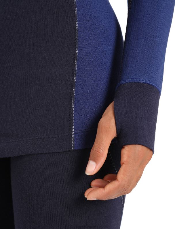 Icebreaker mujer Bodyfitzone Merino 260 Zone camiseta térmica de manga larga y media cremallera 0V2J0846 ropa azul marino medianoche/azul marino real