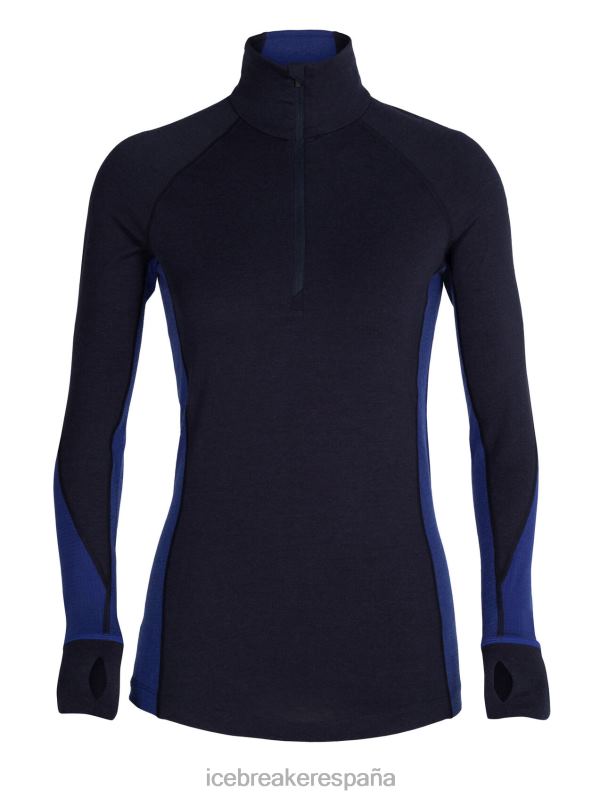 Icebreaker mujer Bodyfitzone Merino 260 Zone camiseta térmica de manga larga y media cremallera 0V2J0846 ropa azul marino medianoche/azul marino real