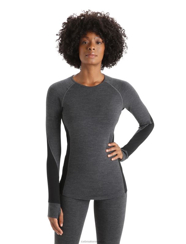 Icebreaker mujer Bodyfitzone camiseta térmica de manga larga Merino 260 Zone 0V2J0870 ropa jaspeado azabache/negro