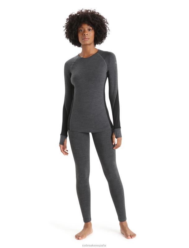 Icebreaker mujer Bodyfitzone camiseta térmica de manga larga Merino 260 Zone 0V2J0870 ropa jaspeado azabache/negro