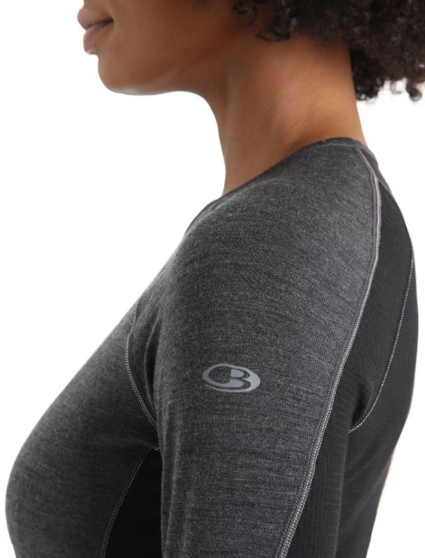 Icebreaker mujer Bodyfitzone camiseta térmica de manga larga Merino 260 Zone 0V2J0870 ropa jaspeado azabache/negro
