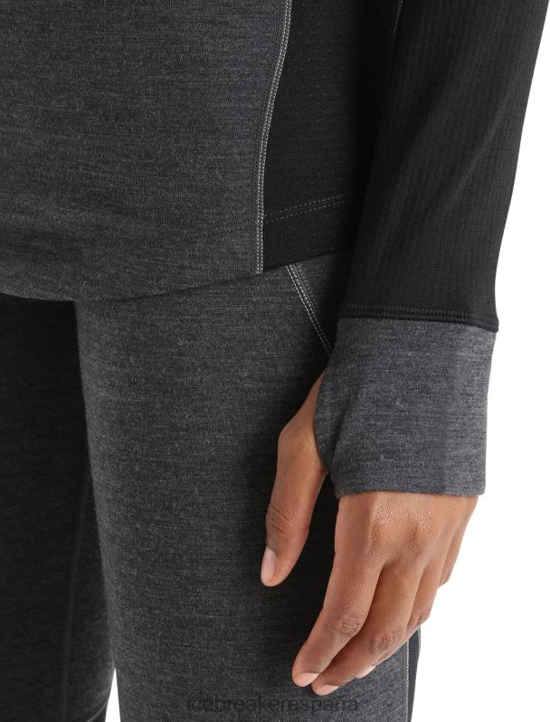 Icebreaker mujer Bodyfitzone camiseta térmica de manga larga Merino 260 Zone 0V2J0870 ropa jaspeado azabache/negro