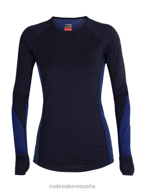 Icebreaker mujer Bodyfitzone camiseta térmica de manga larga Merino 260 Zone 0V2J0871 ropa azul marino medianoche/azul marino real
