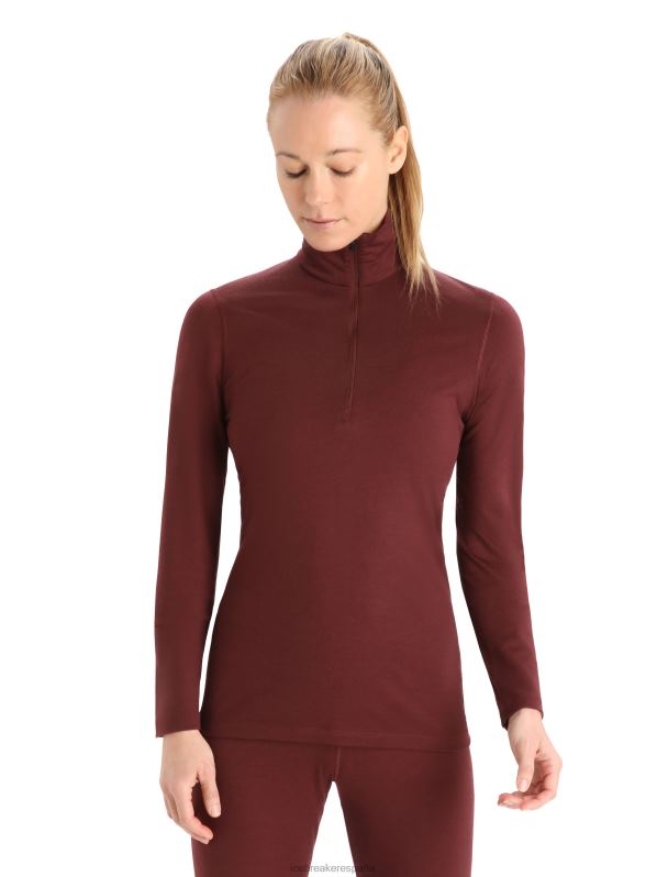 Icebreaker mujer Camiseta térmica Merino 200 Oasis de manga larga y media cremallera. 0V2J0898 ropa Café exprés