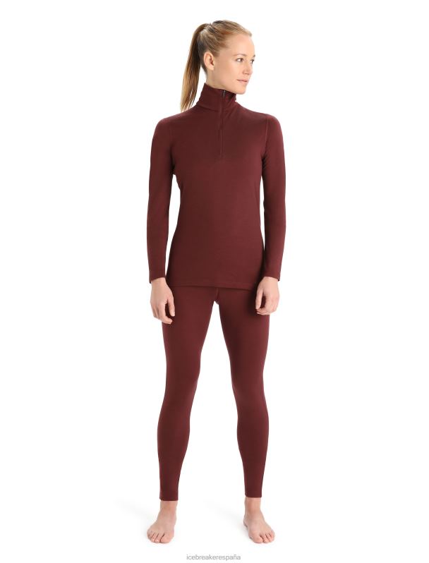 Icebreaker mujer Camiseta térmica Merino 200 Oasis de manga larga y media cremallera. 0V2J0898 ropa Café exprés