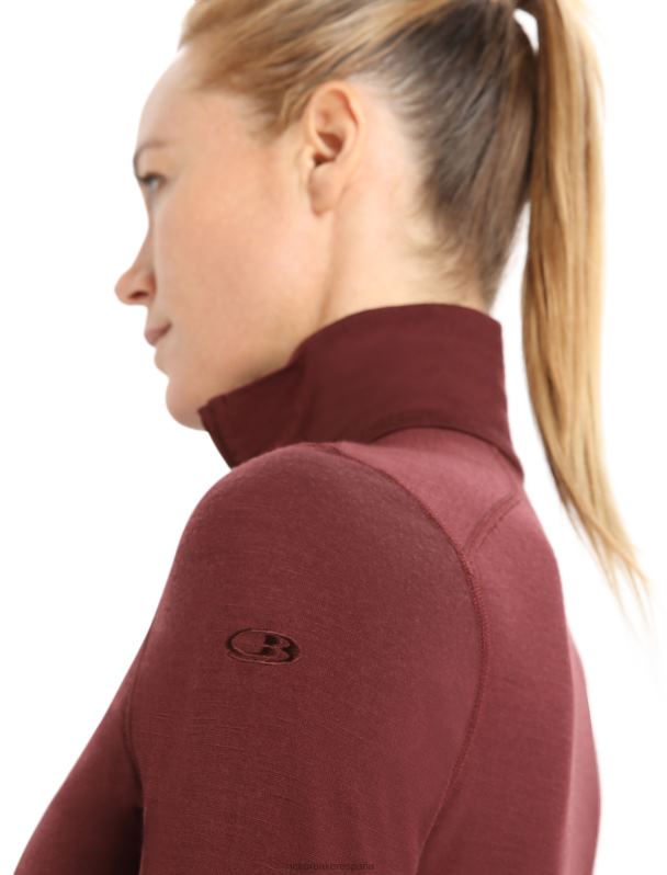 Icebreaker mujer Camiseta térmica Merino 200 Oasis de manga larga y media cremallera. 0V2J0898 ropa Café exprés