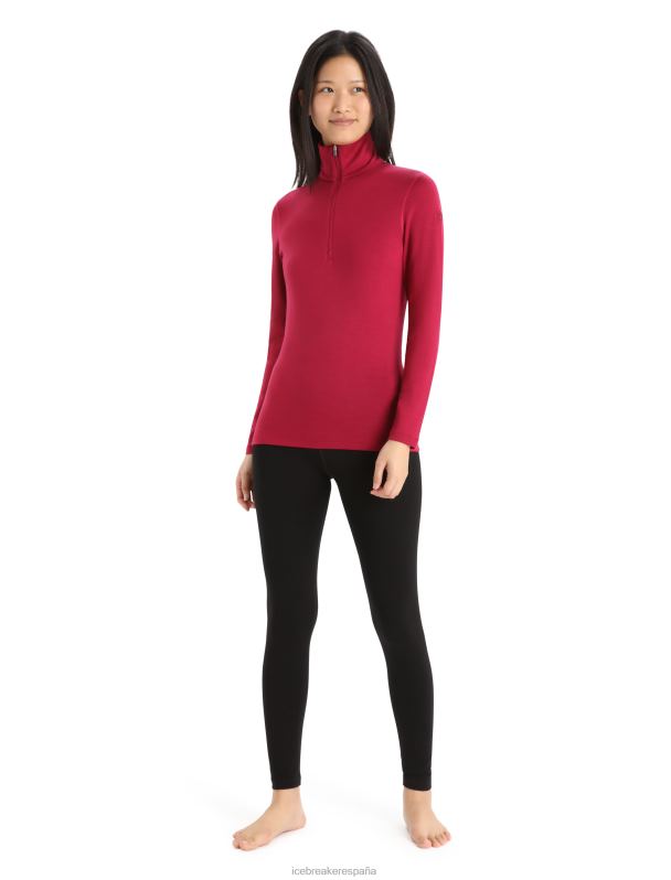 Icebreaker mujer Camiseta térmica Merino 260 Tech de manga larga y media cremallera. 0V2J0859 ropa cereza