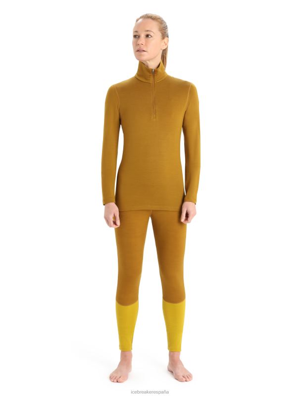 Icebreaker mujer Camiseta térmica Merino 260 Tech de manga larga y media cremallera. 0V2J0860 ropa Clavo