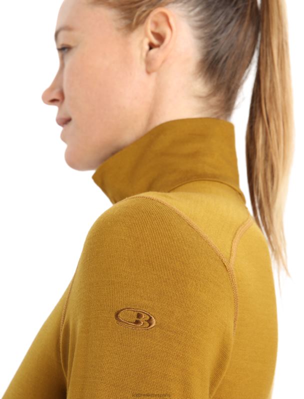 Icebreaker mujer Camiseta térmica Merino 260 Tech de manga larga y media cremallera. 0V2J0860 ropa Clavo