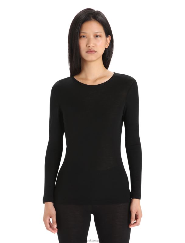 Icebreaker mujer Camiseta térmica de manga larga Merino 175 para uso diario. 0V2J0564 ropa negro