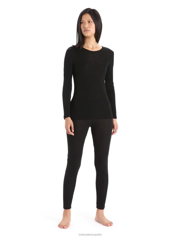 Icebreaker mujer Camiseta térmica de manga larga Merino 175 para uso diario. 0V2J0564 ropa negro