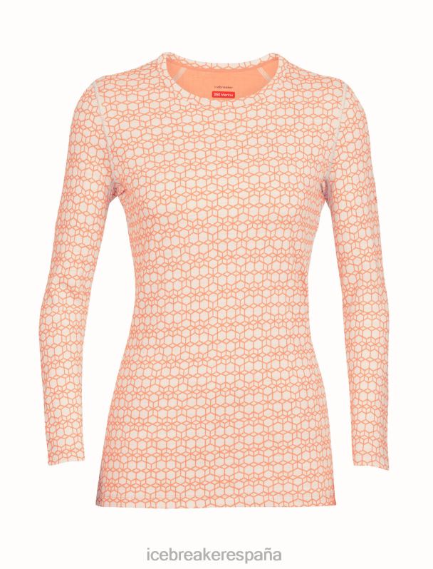 Icebreaker mujer Camiseta térmica de manga larga Merino 250 Vertex Crewe Alpine Geo 0V2J0858 ropa nieve/destello