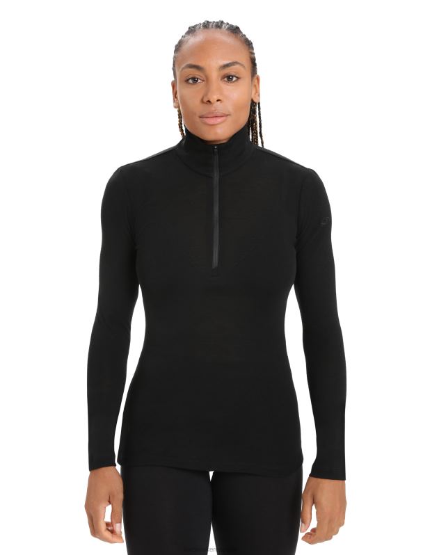 Icebreaker mujer Merino 175 camiseta térmica de manga larga y media cremallera para uso diario 0V2J0584 ropa negro