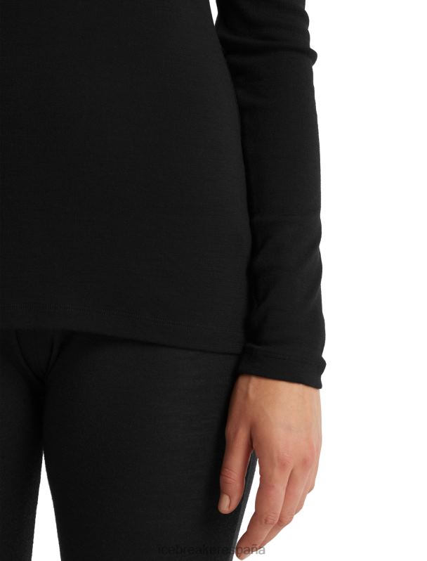 Icebreaker mujer Merino 175 camiseta térmica de manga larga y media cremallera para uso diario 0V2J0584 ropa negro