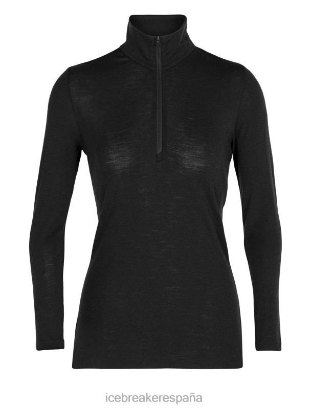 Icebreaker mujer Merino 175 camiseta térmica de manga larga y media cremallera para uso diario 0V2J0584 ropa negro