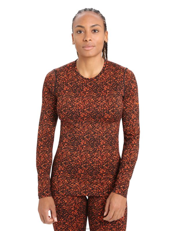 Icebreaker mujer Merino 200 Oasis camiseta térmica de manga larga Crewe liquen 0V2J0835 ropa Cerezo negro