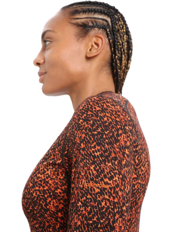 Icebreaker mujer Merino 200 Oasis camiseta térmica de manga larga Crewe liquen 0V2J0835 ropa Cerezo negro