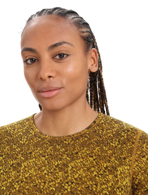 Icebreaker mujer Merino 200 Oasis camiseta térmica de manga larga Crewe liquen 0V2J0836 ropa oro silencioso/clavo