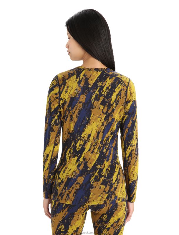 Icebreaker mujer Merino 250 Vertex camiseta térmica de manga larga para tripulación sedimentaria 0V2J0830 ropa oro silencioso/clavo