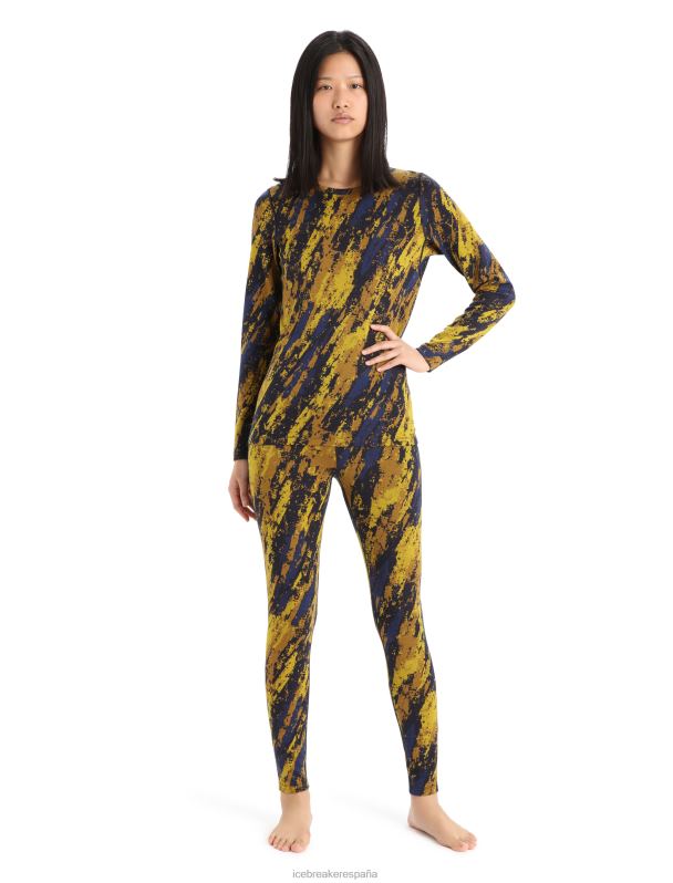 Icebreaker mujer Merino 250 Vertex camiseta térmica de manga larga para tripulación sedimentaria 0V2J0830 ropa oro silencioso/clavo