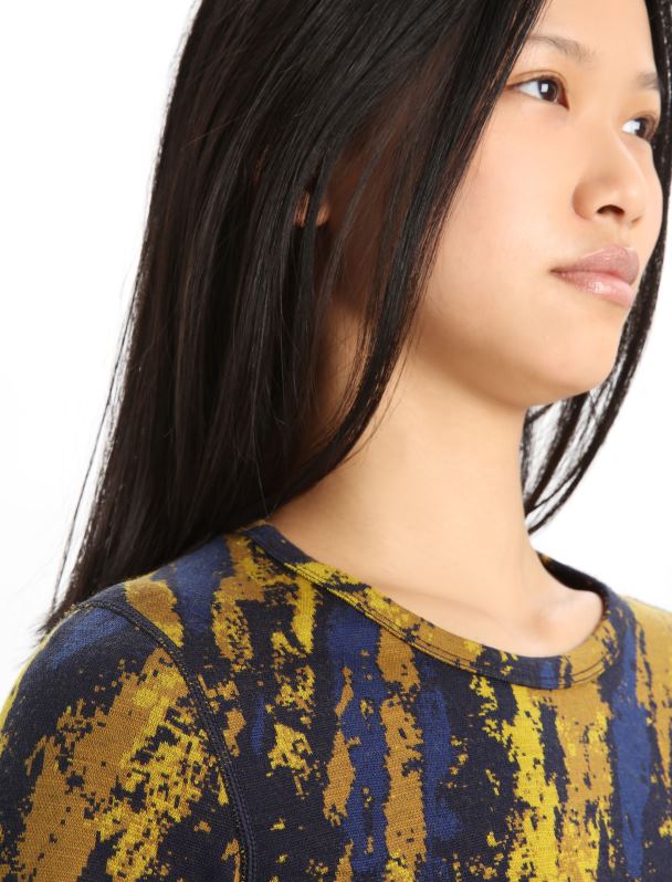 Icebreaker mujer Merino 250 Vertex camiseta térmica de manga larga para tripulación sedimentaria 0V2J0830 ropa oro silencioso/clavo