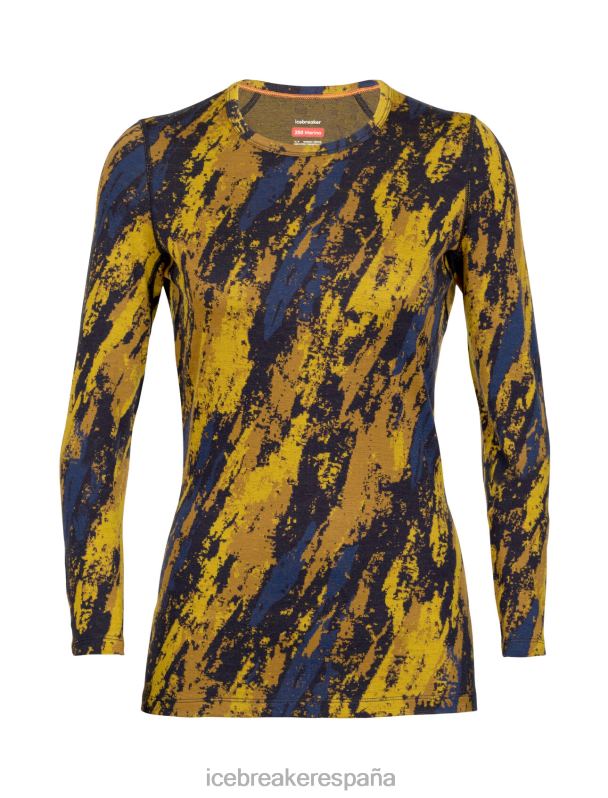 Icebreaker mujer Merino 250 Vertex camiseta térmica de manga larga para tripulación sedimentaria 0V2J0830 ropa oro silencioso/clavo