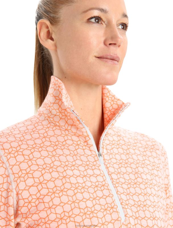 Icebreaker mujer Merino 250 Vertex camiseta térmica de manga larga y media cremallera Alpine Geo 0V2J0821 ropa nieve/destello