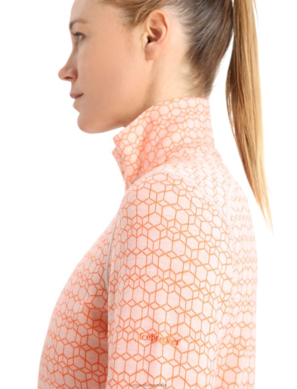 Icebreaker mujer Merino 250 Vertex camiseta térmica de manga larga y media cremallera Alpine Geo 0V2J0821 ropa nieve/destello