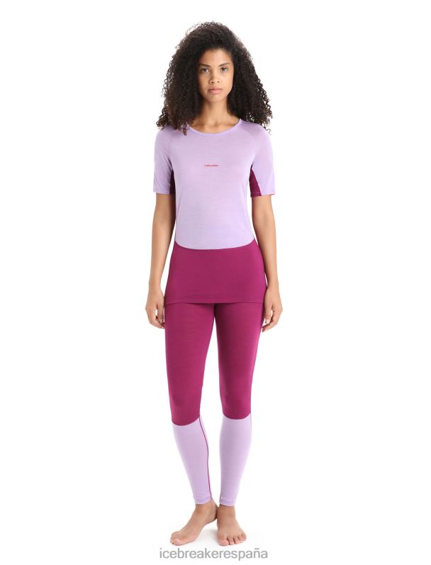 Icebreaker mujer Top térmico de manga corta con cuello redondo de merino 125 Zoneknit 0V2J0589 ropa mirada morada/ir baya
